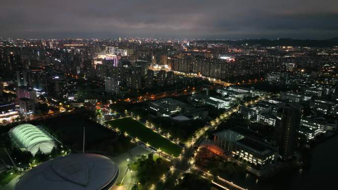 浙大紫金港夜景航拍