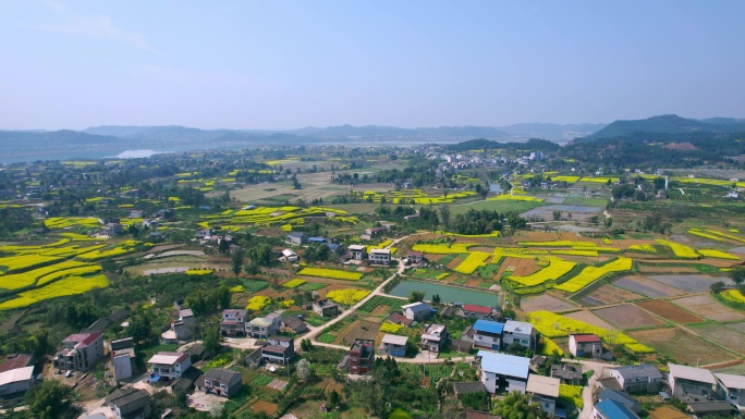 航拍四川农村春天景象