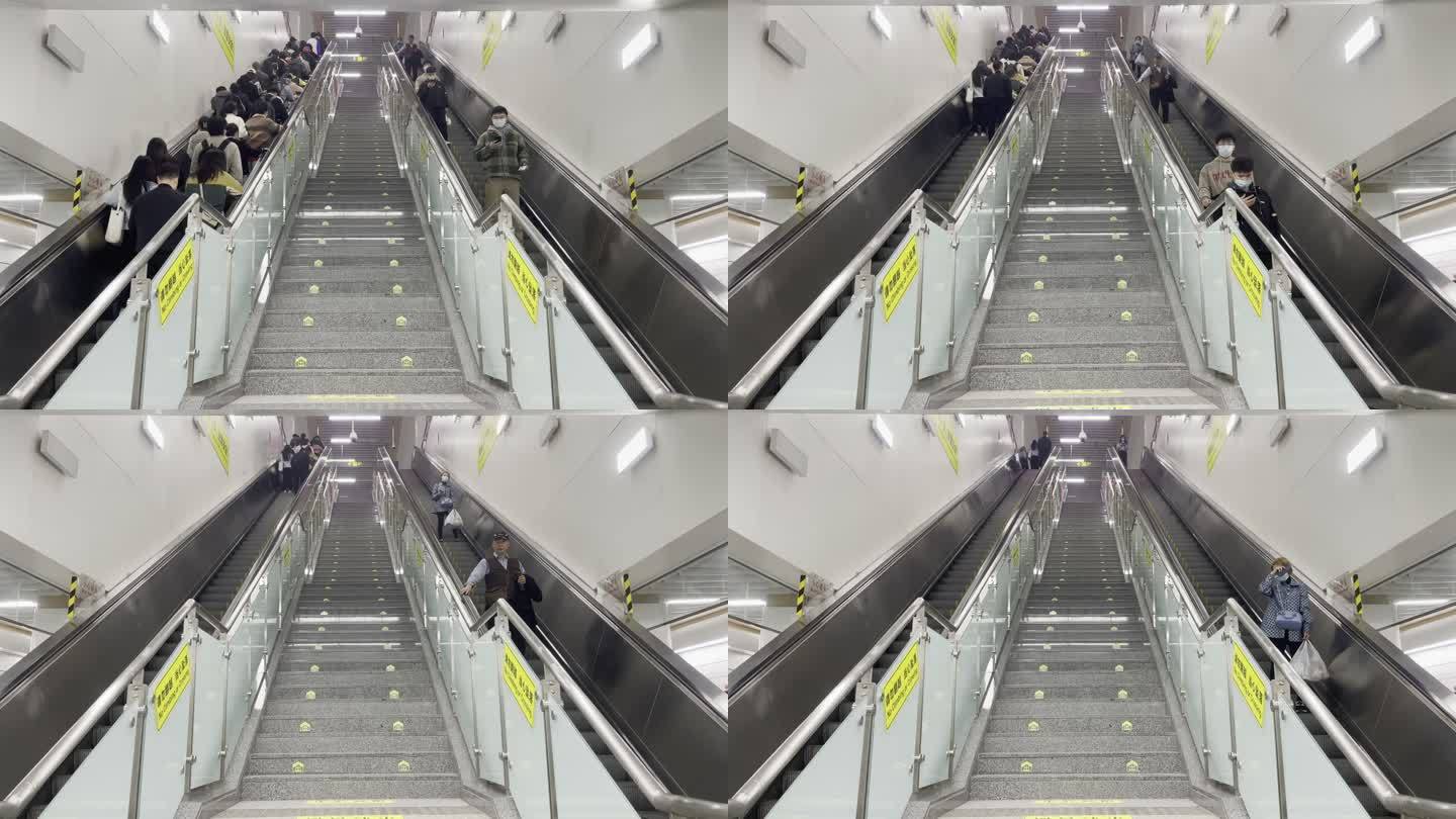 地铁 电梯 楼梯 乘电梯的人 空镜头