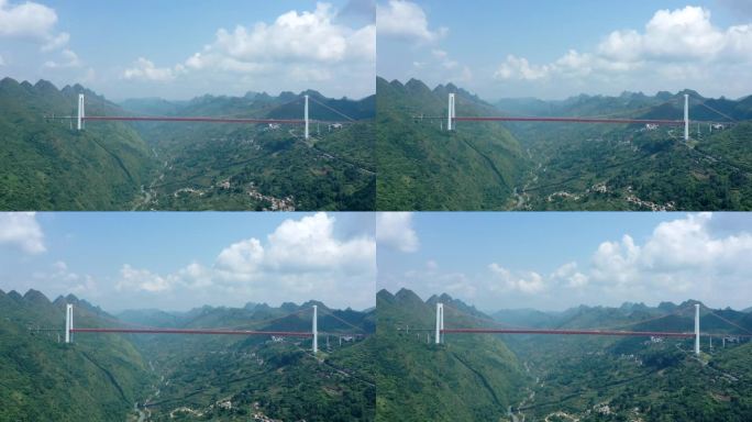 坝陵河特特大桥 延时拍摄 蓝天白云 峡谷