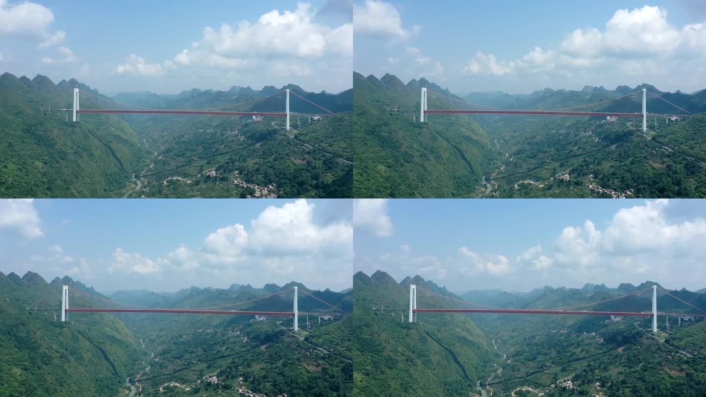 坝陵河特特大桥 延时拍摄 蓝天白云 峡谷