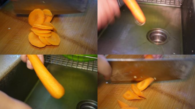 镜头合集清洗胡萝卜削皮切胡萝卜丝胡萝卜1