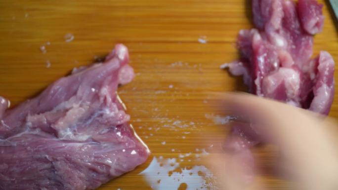 镜头合集清洗里脊肉切肉片主妇做饭3