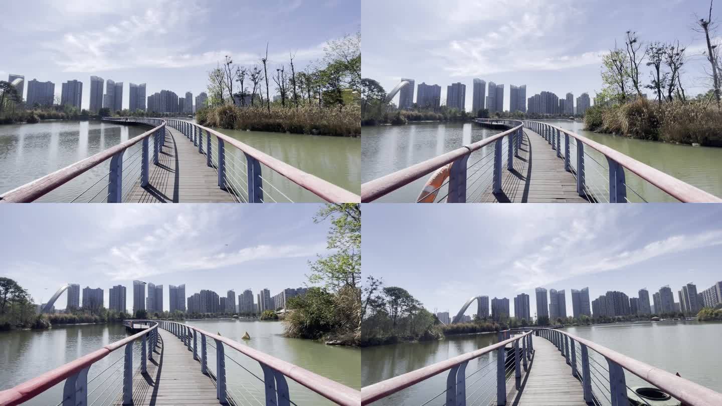 湖心桥 建筑 穿梭镜头