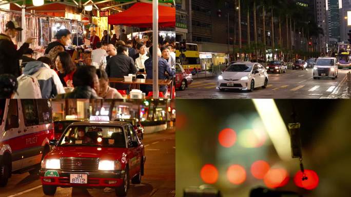 航拍香港城市夜景 城市人文夜生活