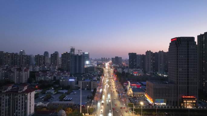 航拍武汉沌口经济开发区东风高架桥夜景