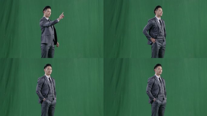 商务人士虚拟现实绿布抠像1