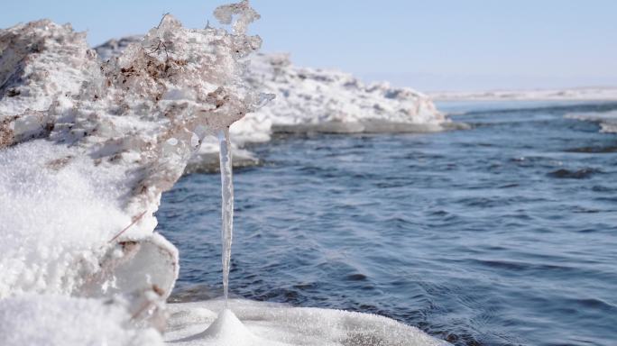 冰雪开始融化的河流