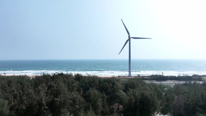 海边风车风能风力发电航拍