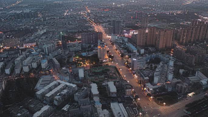 航拍什邡城市夜景