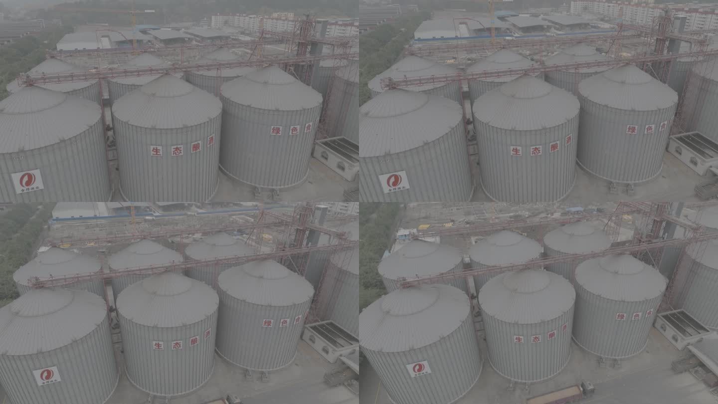 俯瞰工厂巨型储物罐俯瞰上升