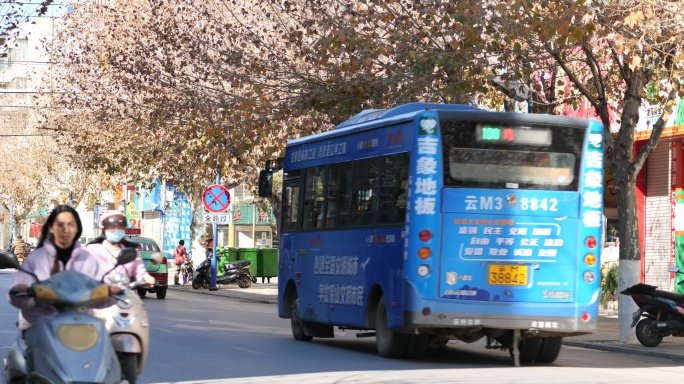 马路城市街道人轿车汽车摩托车流