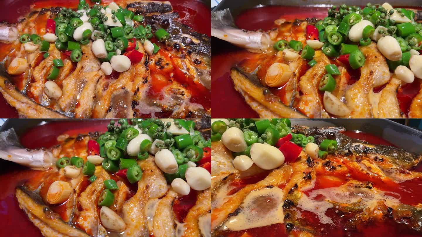 镜头合集铁板烤鱼炖鱼美食2