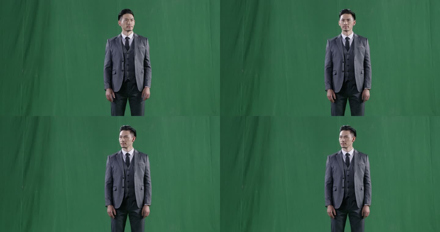 商务人士虚拟现实绿布抠像3