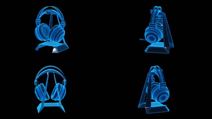 电竞耳机蓝色科技线条通道素材