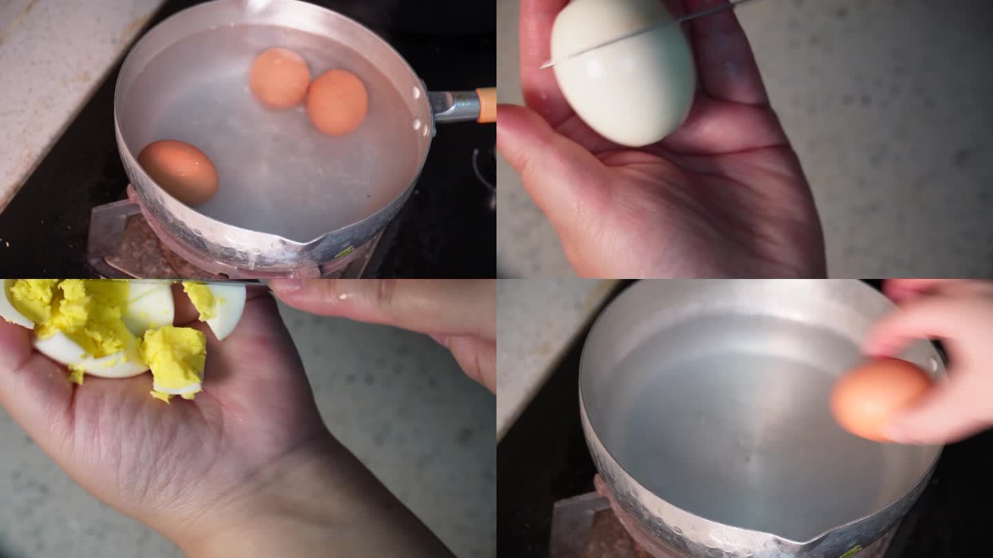 镜头合集煮鸡蛋剥鸡蛋壳切鸡蛋1