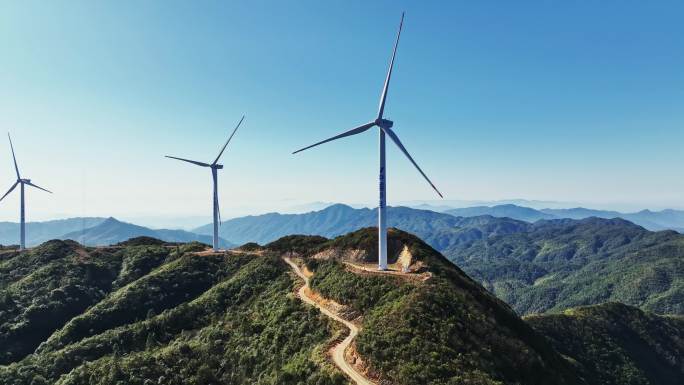 航拍福建风力发电群