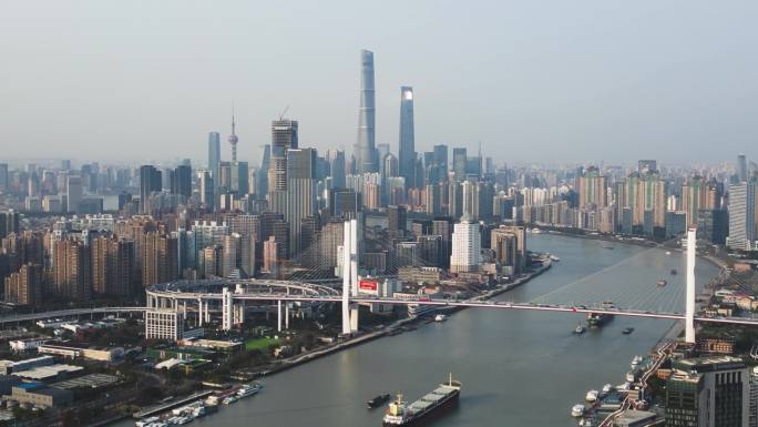 上海南浦大桥航拍素材