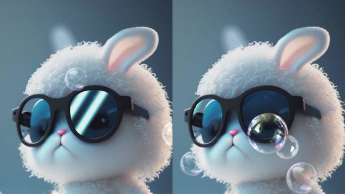 戴墨镜的可爱小兔子
