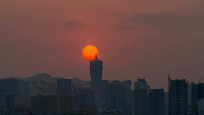 浙江环球中心日落延时