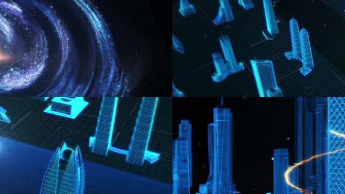 星空 星云 科技城市 光线  粒子 科技