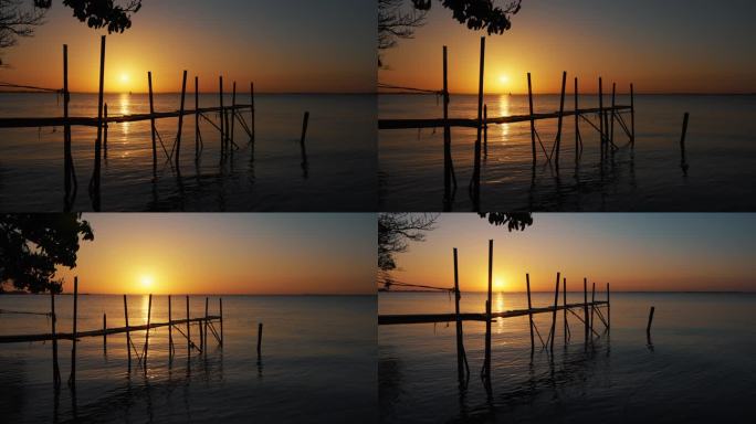 湖边日落