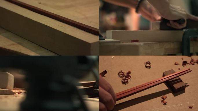 手工红木筷子制作