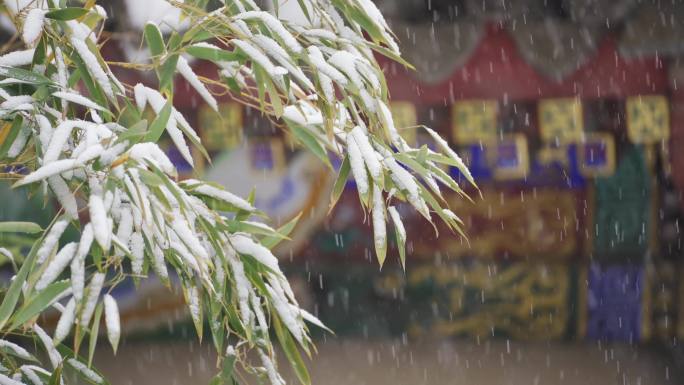 实拍古建筑雪景