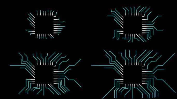 科技感芯片电路发光路径动画带通道