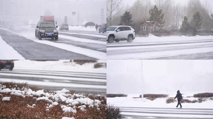 4K城市下雪暴雪