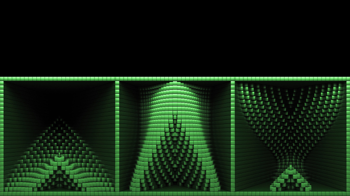 【裸眼3D】亮绿立体艺术盒子方形空间矩阵