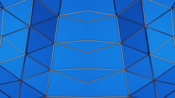 【4K时尚背景】蓝色三角3D视觉几何图形