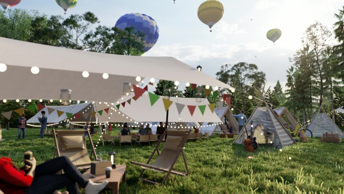 热气球营地三维动画
