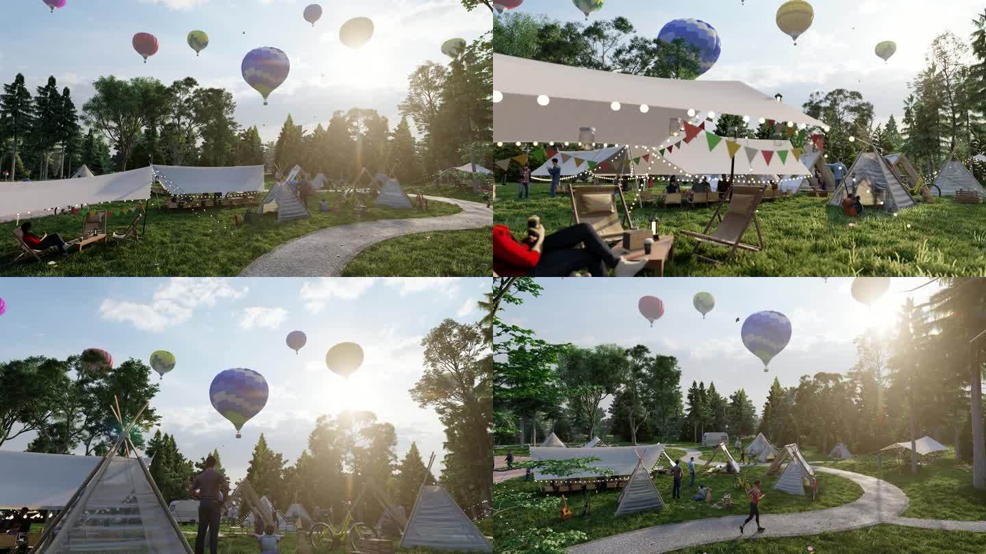 热气球营地三维动画