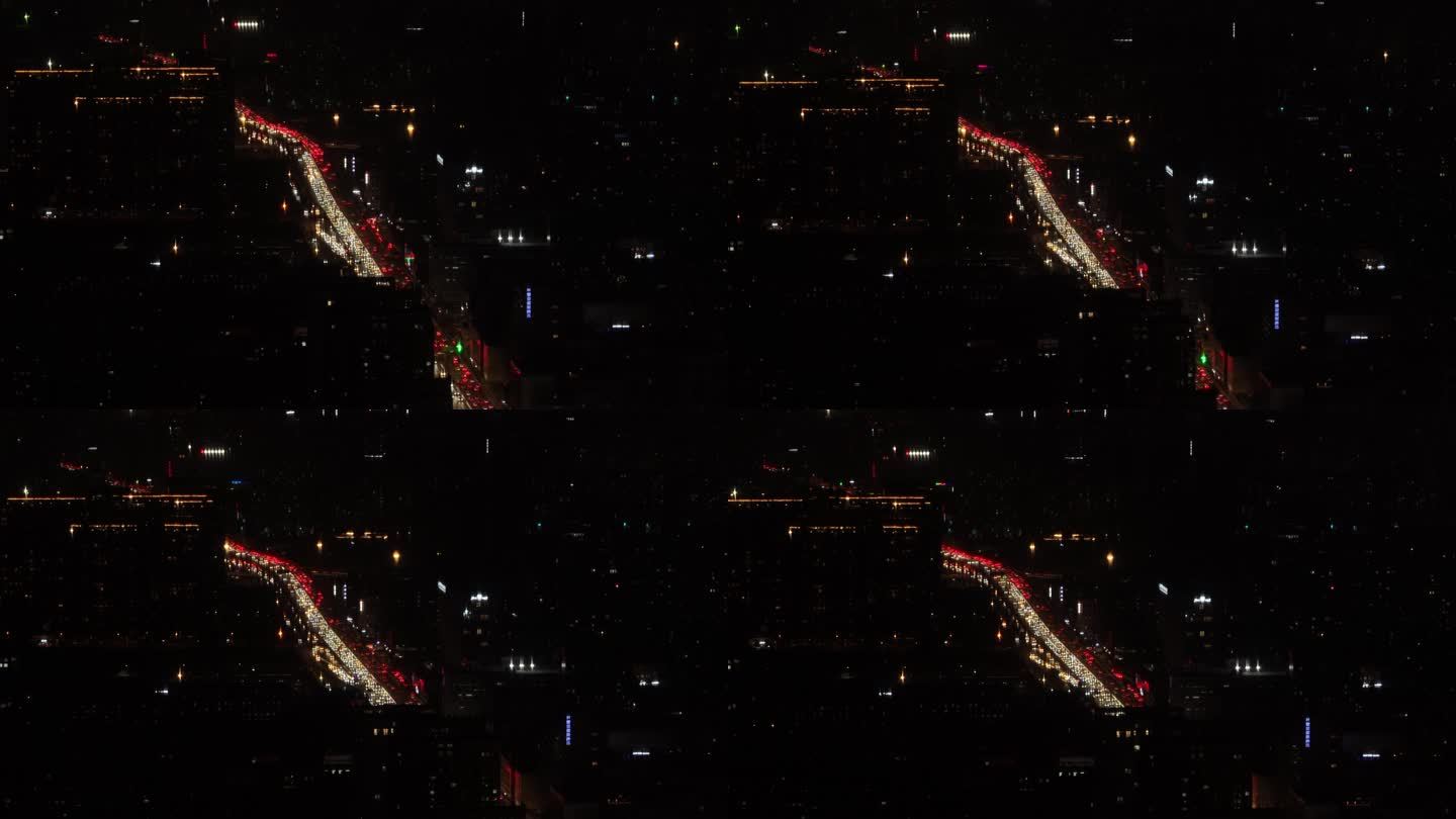 城市堵车晚高峰4k长焦航拍压缩感运镜