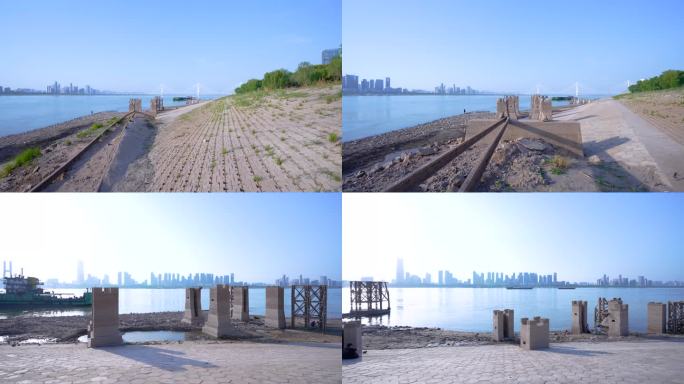 武汉武昌江滩公园废弃火车轨道