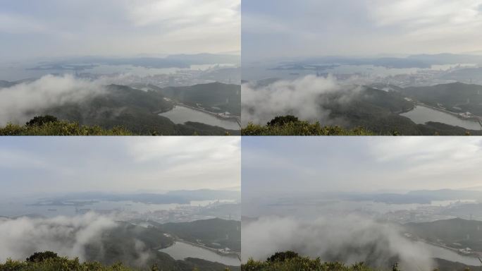 山顶的流云飞雾延时摄影