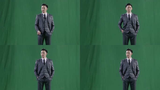 商务人士虚拟现实绿布抠像2