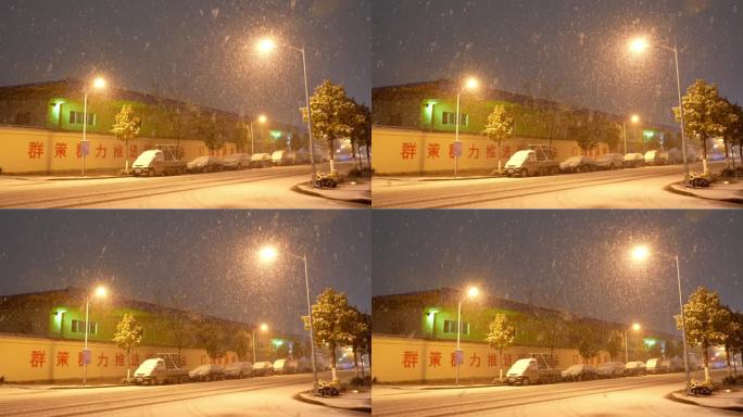 道路樱花雪景