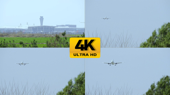 原创4k飞机场飞机降落视频