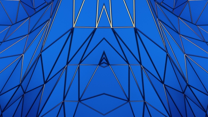 【4K时尚背景】蓝色三角视觉几何图形镜像