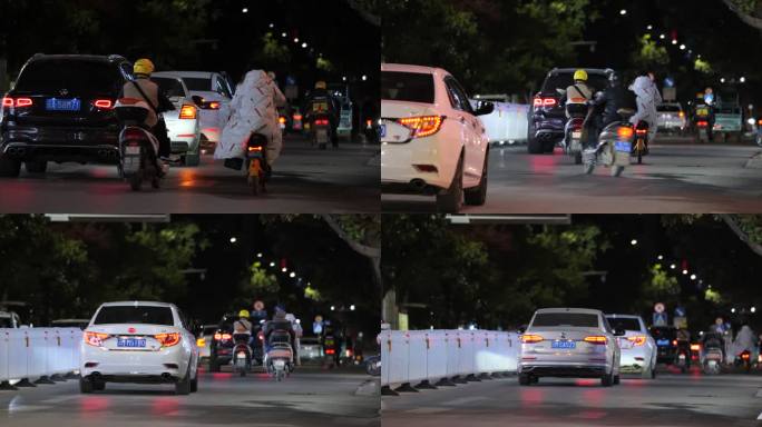 马路城市街道人轿车汽车摩托车流