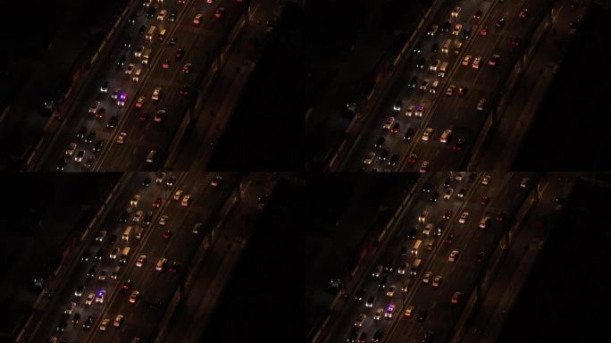 城市堵车晚高峰4k长焦航拍压缩感运镜