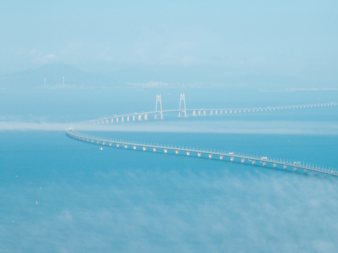 【4K】航拍港珠澳大桥平流雾