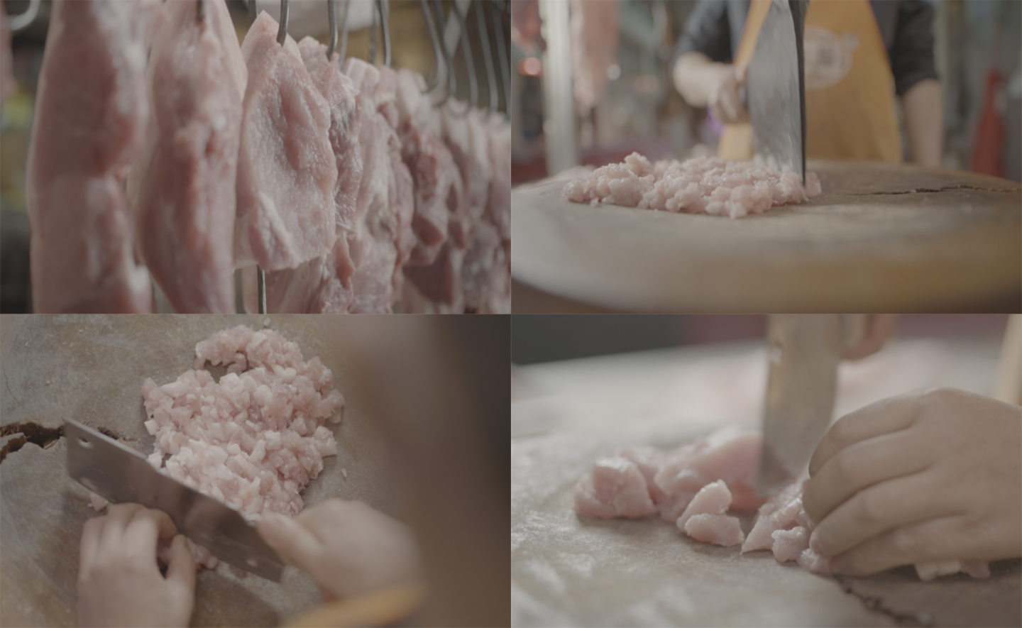 卖猪肉肉摊切肉多角度素材4K