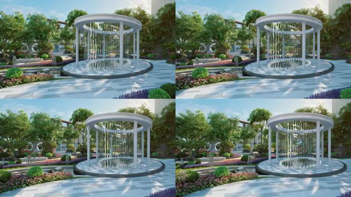 欧式风格喷泉景观三维动画