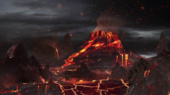 烈焰火山熔岩岩浆火花