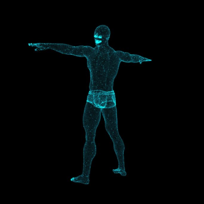 3D男人模型粒子科技全息人物素材带通道