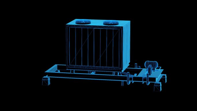 中央空调室外机蓝色科技线条通道素材