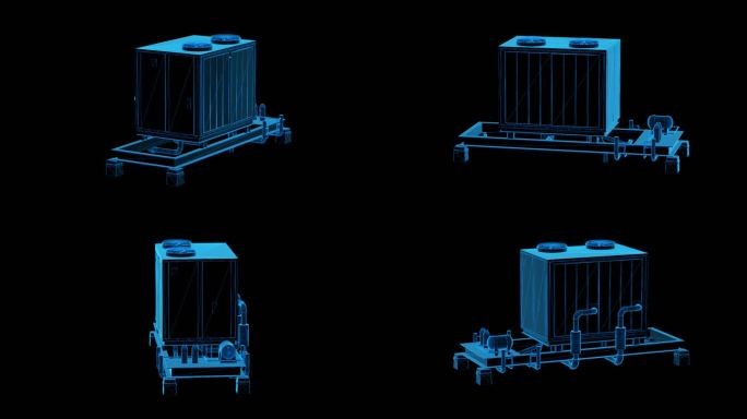 中央空调室外机蓝色科技线条通道素材